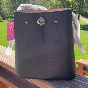 Kate Spade Marti Large Bucket Bag with matching Wallet (Black Leather)